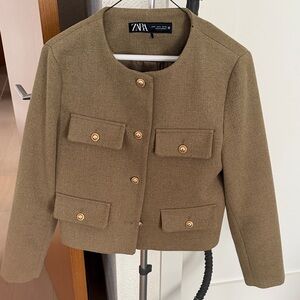 Zara Olive Green Jacket with Gold Buttons